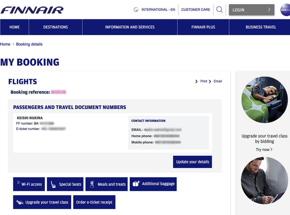 biglietto Finnair come correggere errore biglietto